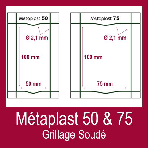 Lien-bouton vers le PDF de la fiche technique des grillages Métaplast 50 et 75 Métanor