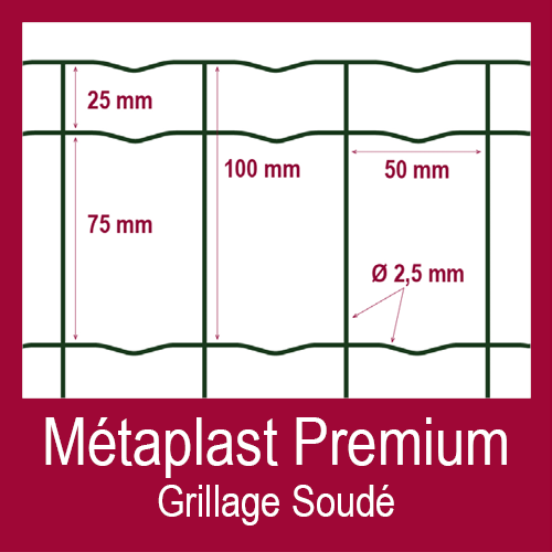 Lien-bouton vers le PDF de la Fiche Technique des grillages Métaplast Premium Métanor