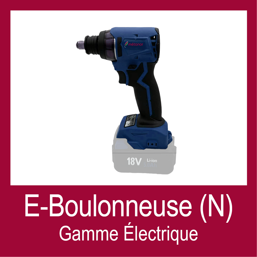 Tuile E-boulonneuse Picto bouton pour accéder à la Fiche Technique de la E-Boulonneuse / clé à choc Métanor